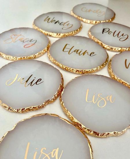 Wedding planning tip: Personalized coaster name plates!

Wedding planning | wedding planning idea | agate coasters | personalized name setting | wedding seating ideas | seating chart 

#LTKGiftGuide #LTKstyletip #LTKwedding