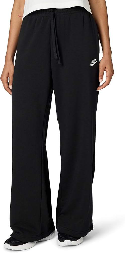 Amazon.com: Nike Women's Sportswear Club Fleece Mid-Rise Wide-Leg Sweatpants, Black/White, Medium... | Amazon (US)