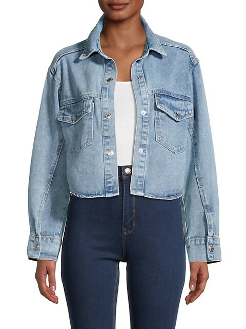 Lea & Viola Cropped Denim Jacket on SALE | Saks OFF 5TH | Saks Fifth Avenue OFF 5TH