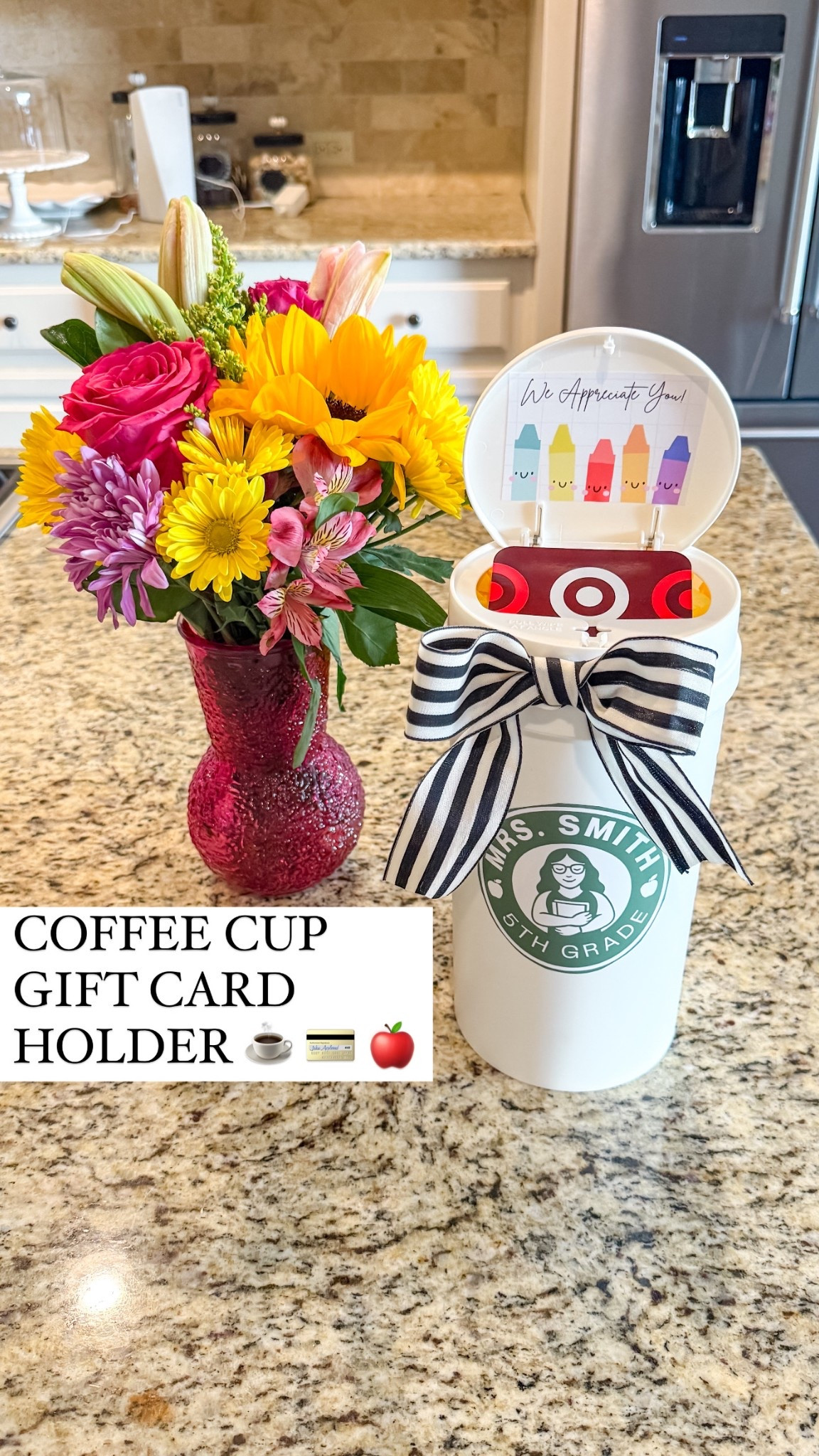 Links to some of the things I used to put together this cute (& functional) coffee cup gift card holder 

I found the wipe dispenser in the Target dollar section but I linked the details in case that makes it easier for you to find it at yours! 

Also the Starbucks-esque logo I made in Canva but I linked some premade Etsy options as well!

The perfect teacher appreciation gift 

#LTKFamily #LTKSeasonal #LTKKids
