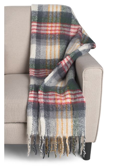 Mohair Woven Plaid Throw | TJ Maxx