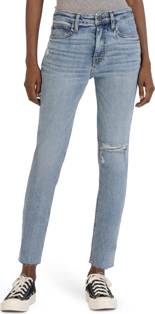 Rachael Fab Ab Raw Hem High Waist Mom Jeans | Nordstrom