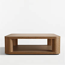 Oakhurst Brown Oak Wood 46" Square Coffee Table + Reviews | Crate & Barrel | Crate & Barrel