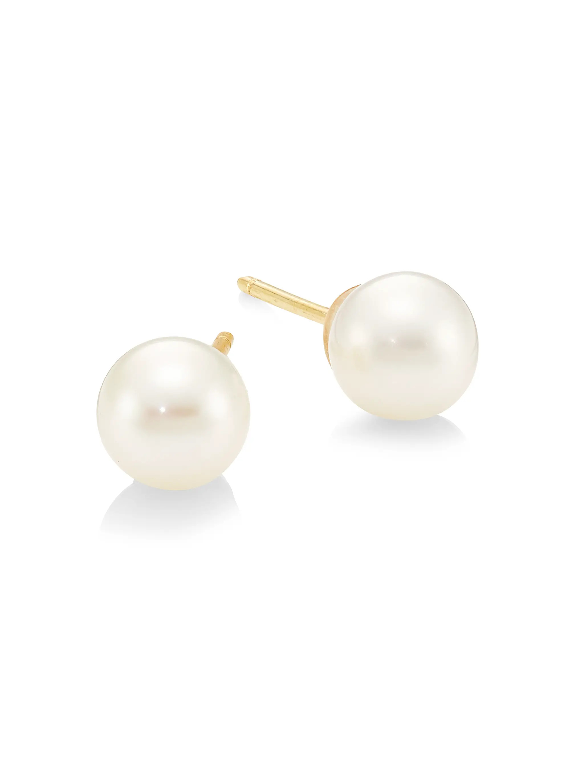 14K Yellow Gold & 6MM Cultured Freshwater Pearl Stud Earrings | Saks Fifth Avenue