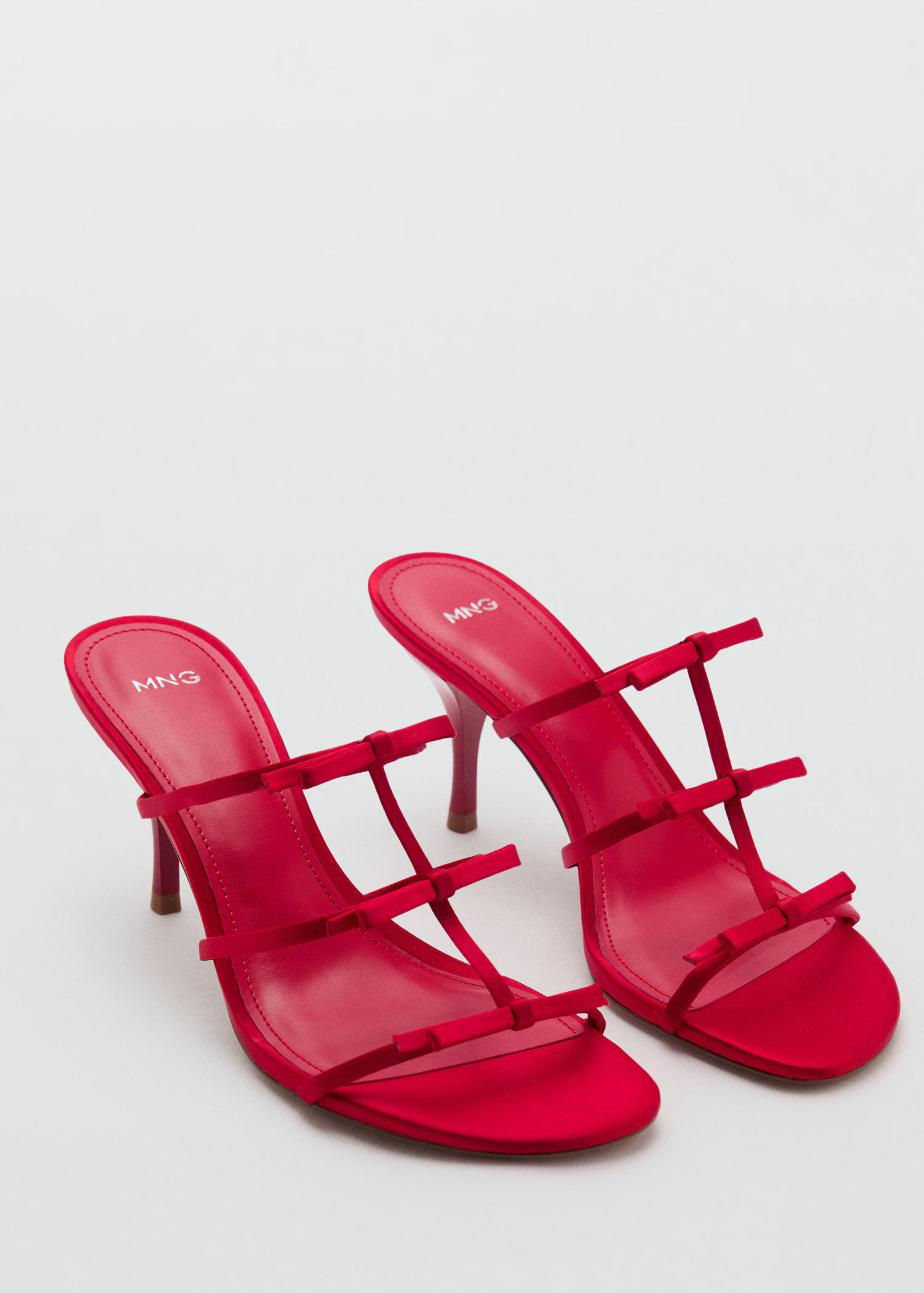 Strappy heeled sandals with bow detail - Women | MANGO United Kingdom | MANGO (UK)