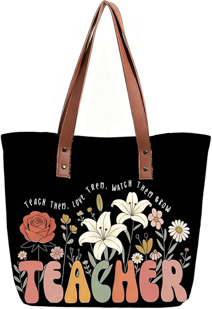 Large Dog Canvas Tote Bag With Leather Handle, Reusable Grocery Bags for Birthday Valentines Gift... | Amazon (US)