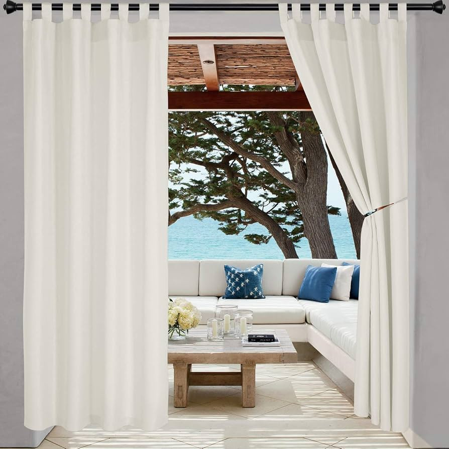 LORDTEX Indoor/Outdoor Curtains - Waterproof Tab Top Patio Curtains Sun Blocking Set of 2 Panels ... | Amazon (US)