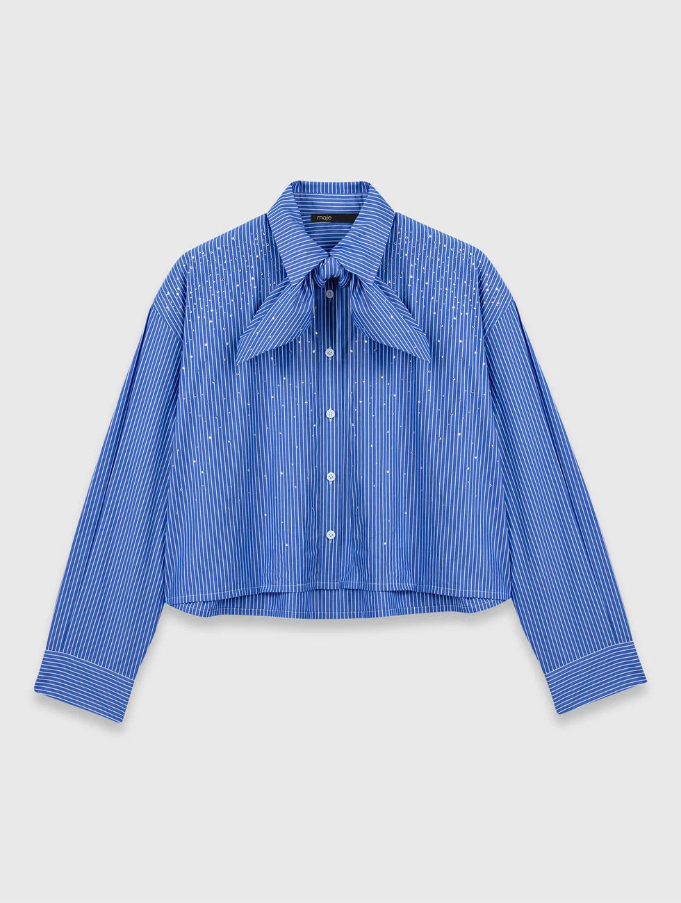 Rhinestone shirt with removable tie Blue for Women | Maje | Maje US