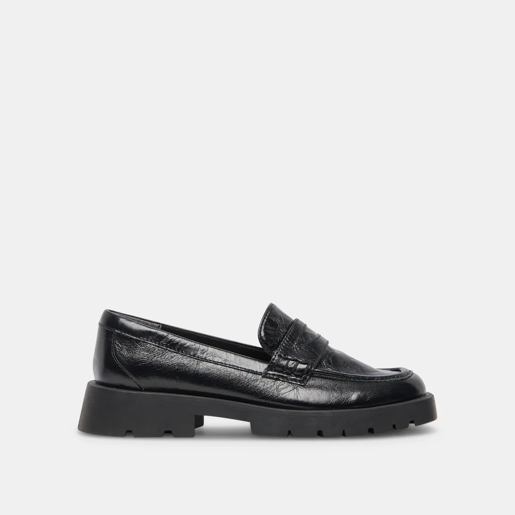 ELIAS FLATS ONYX CRINKLE PATENT | DolceVita.com