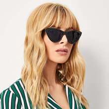 Studded Decorated Frame Cat Eye Sunglasses | SHEIN