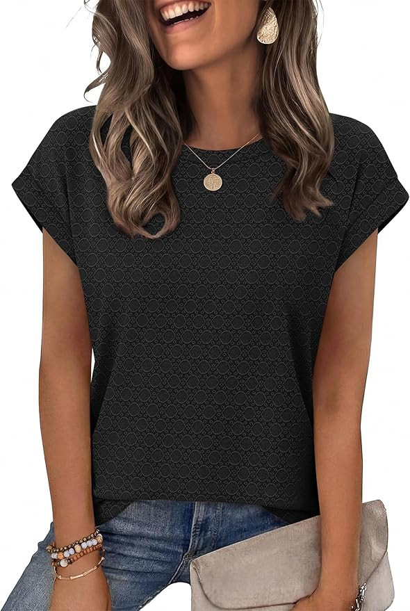 Alaroo Womens Summer Tops Short Sleeve Shirts Crew Neck Tshirt Cute Trendy Tunic Blouses (S-3XL) | Amazon (US)