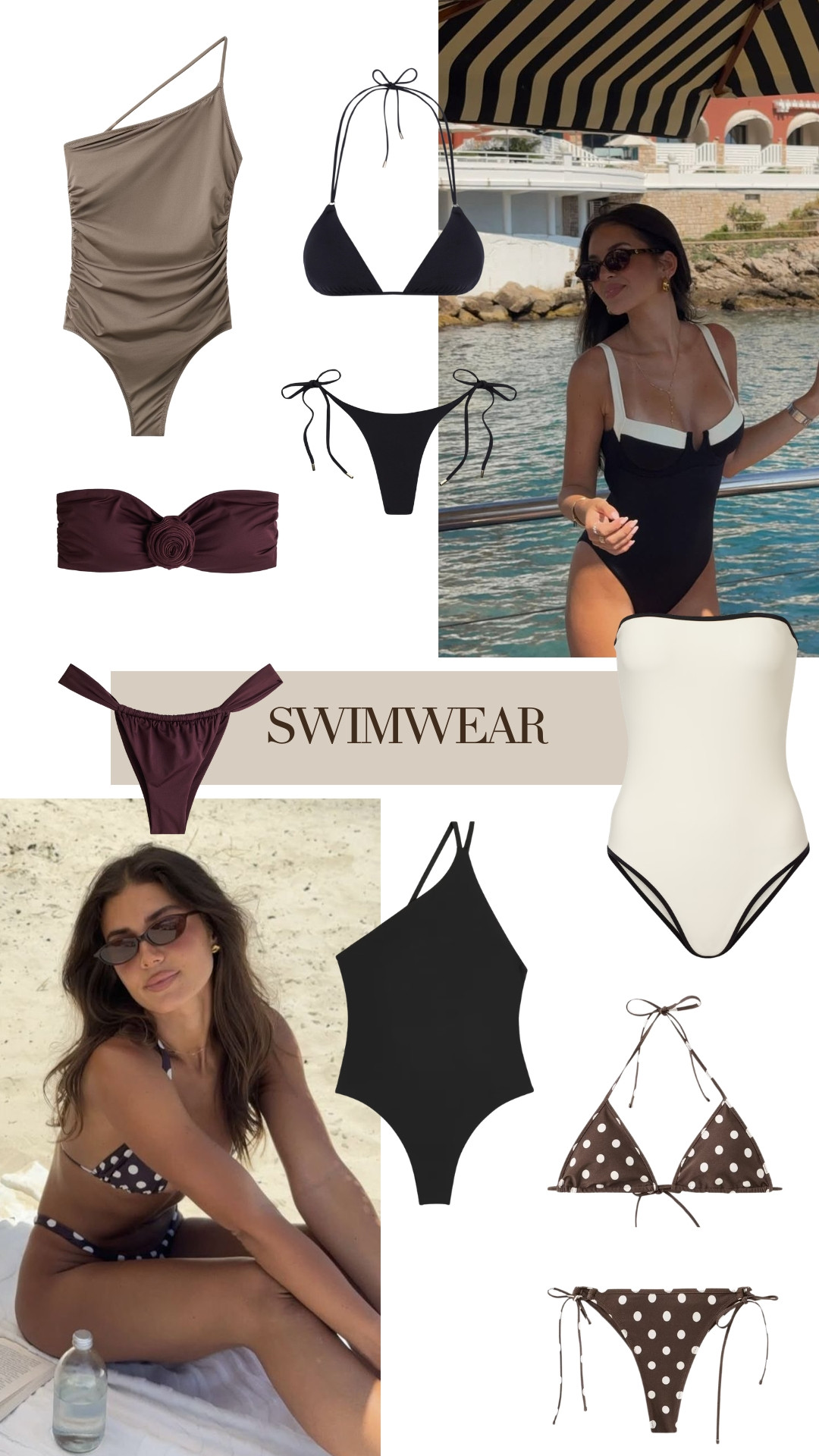 SWIMWEAR EDIT 🤍🤎🖤 — The most elegant swimwear pieces for this summer. From sleek one-pieces to polka dot bikinis, all curated and linked.

#swimwear #swimsuit #bikini #oldmoney #quietluxury #LTKsummer #LTKtravel #LTKstyletip 

 #LTKeurope #LTKsummer #LTKswimwear
