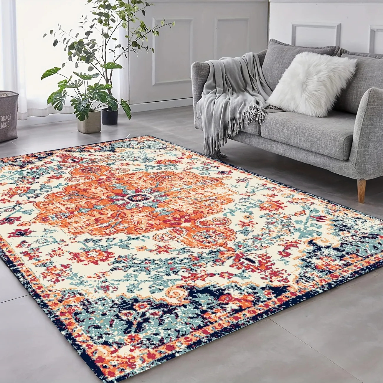 1pc Vintage Boho Area Rug: Soft, Thick, Anti-Fatigue, Non-Slip, Machine Washable, Perfect for Hom... | Temu Affiliate Program