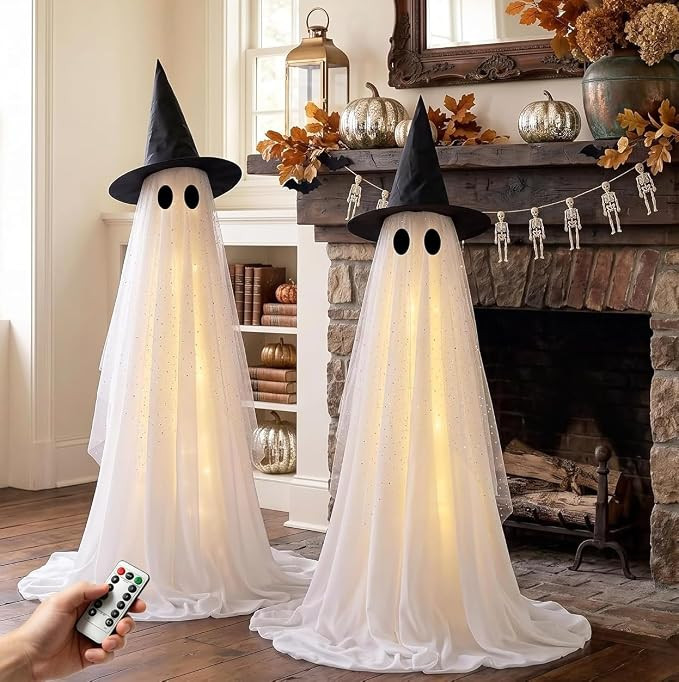 Halloween Decorations Outdoor, Spooky Ghost Halloween Decor with Witch Hat | Amazon (US)