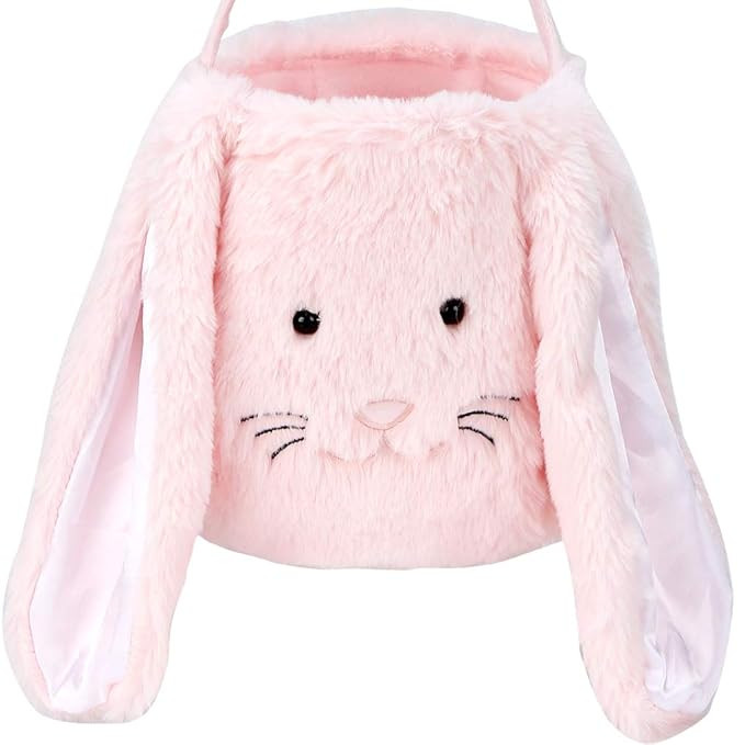 Plush Easter Bunny Basket for Kids Boys Girls Easter Buckets with Long Plush Ear Personalized Egg... | Amazon (US)