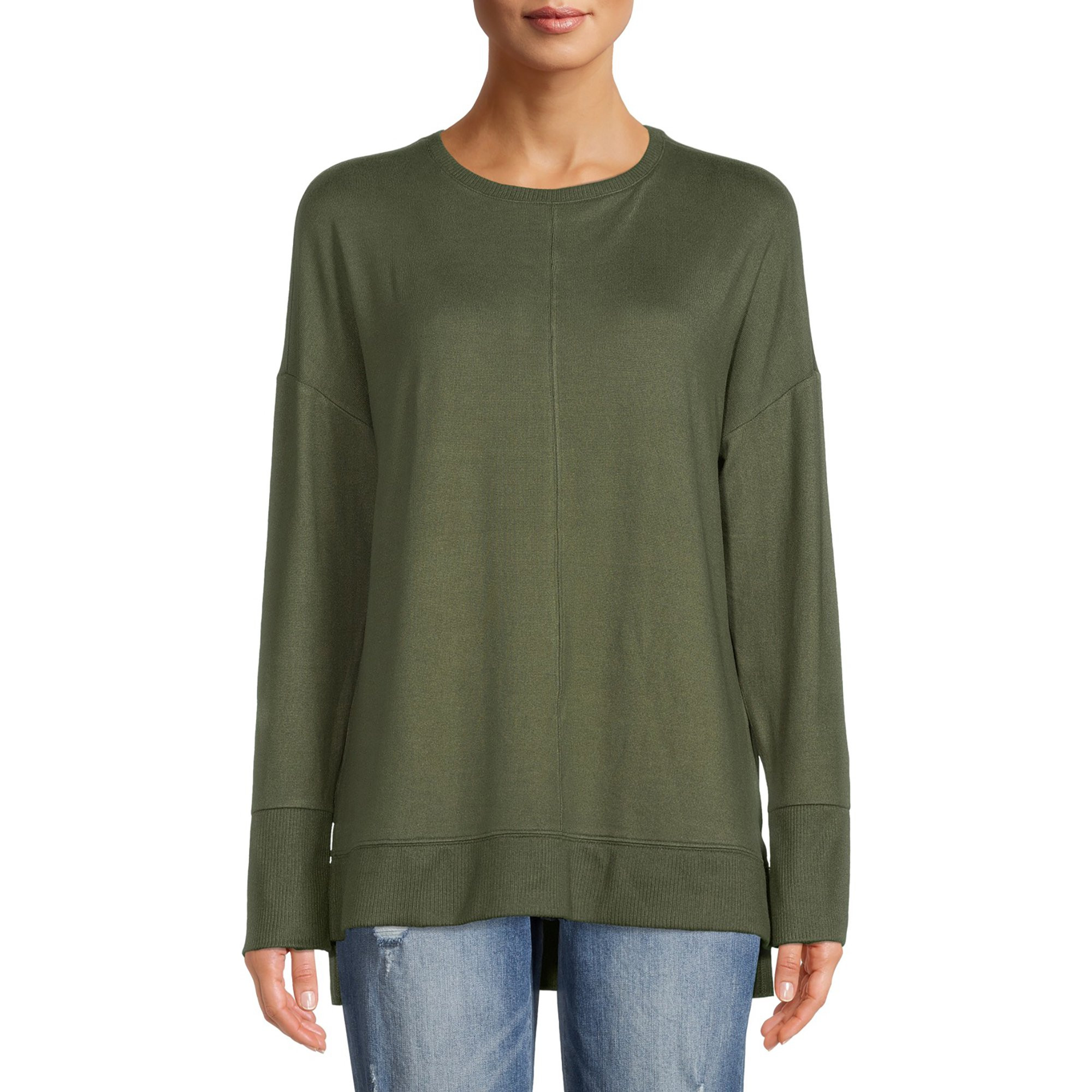 Time and Tru Women's Hacci Crew Neck Tunic | Walmart (US)