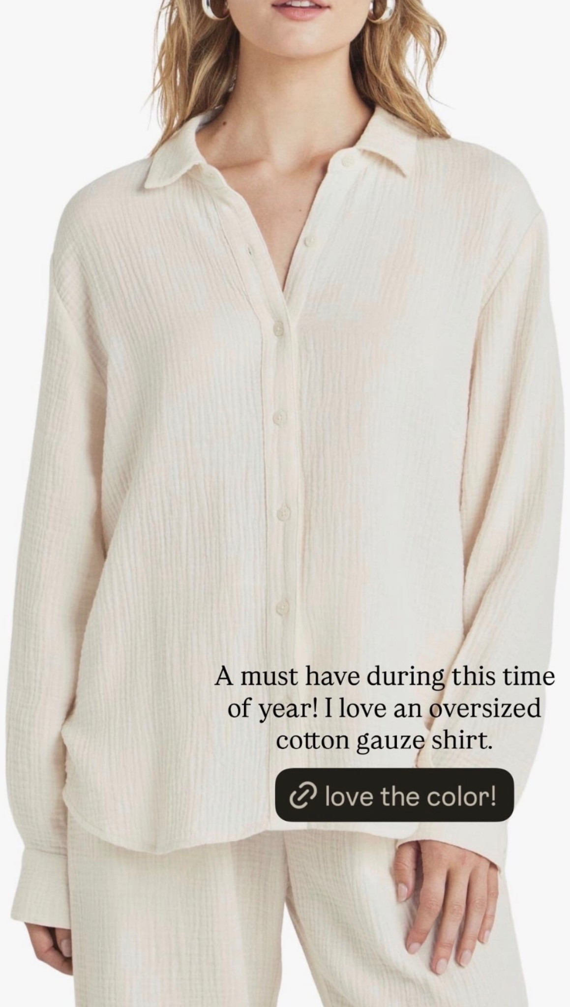 A must have during this time of year! I love an oversized cotton gauze shirt.

#LTKootd #LTKSeasonal #LTKgrwm