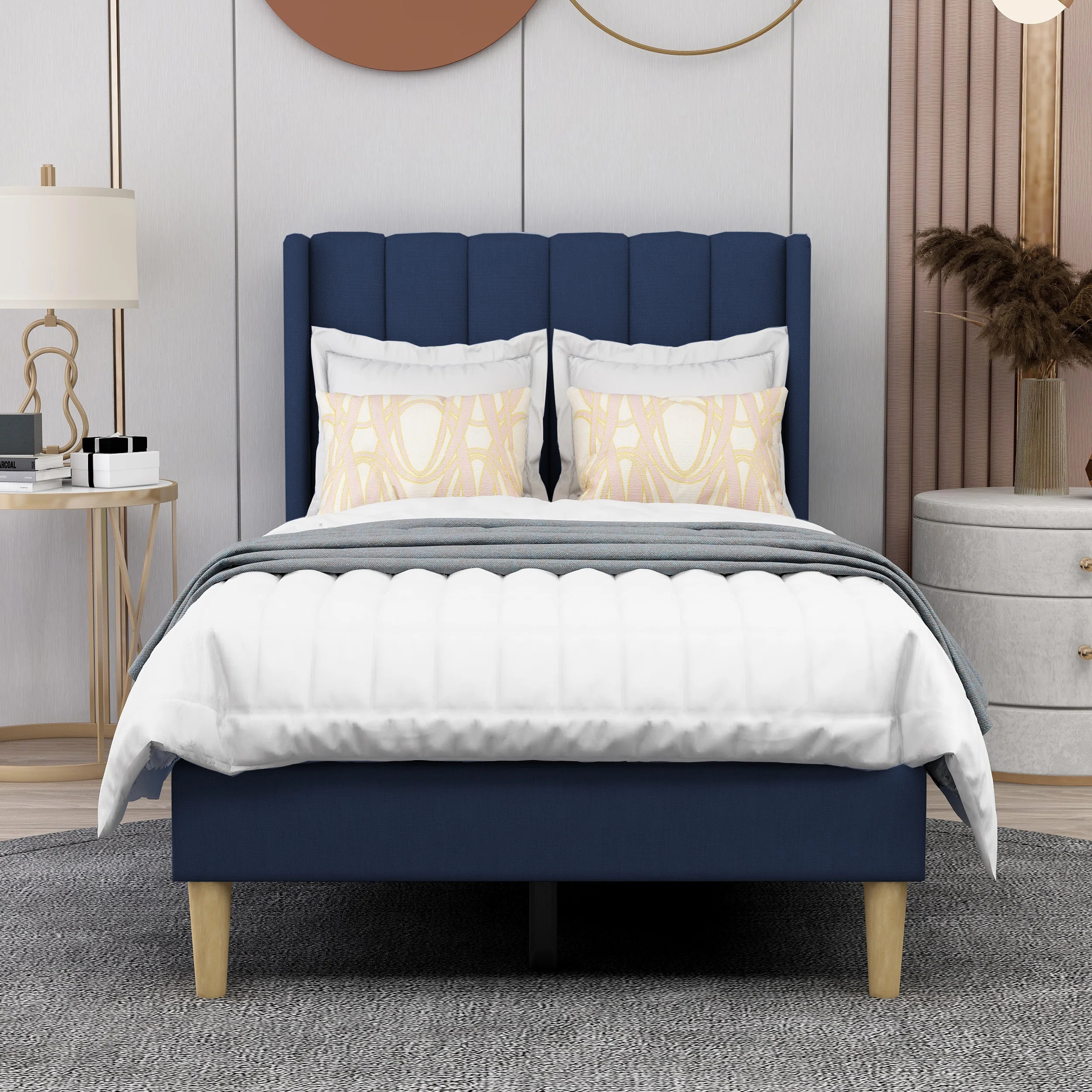 Eriksay Low Profile Upholstered Platform Bed with Wingback Headboard | Wayfair North America