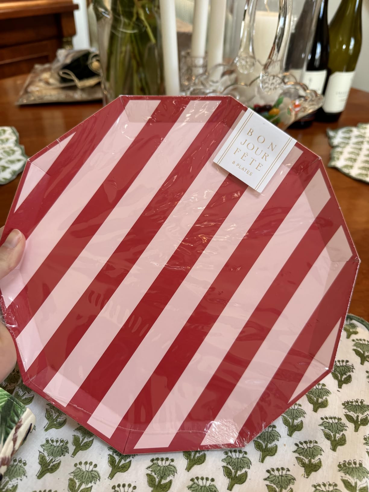 Bonjour Fete Light Pink Cabana Stripe Paper Party Plates | Disposable Plates | Sturdy Large Paper... | Amazon (US)