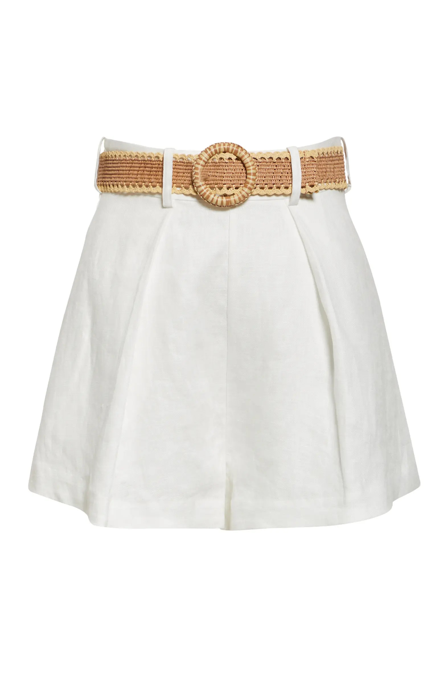 Zimmermann Acacia Belted Linen Tuck Shorts | Nordstrom | Nordstrom