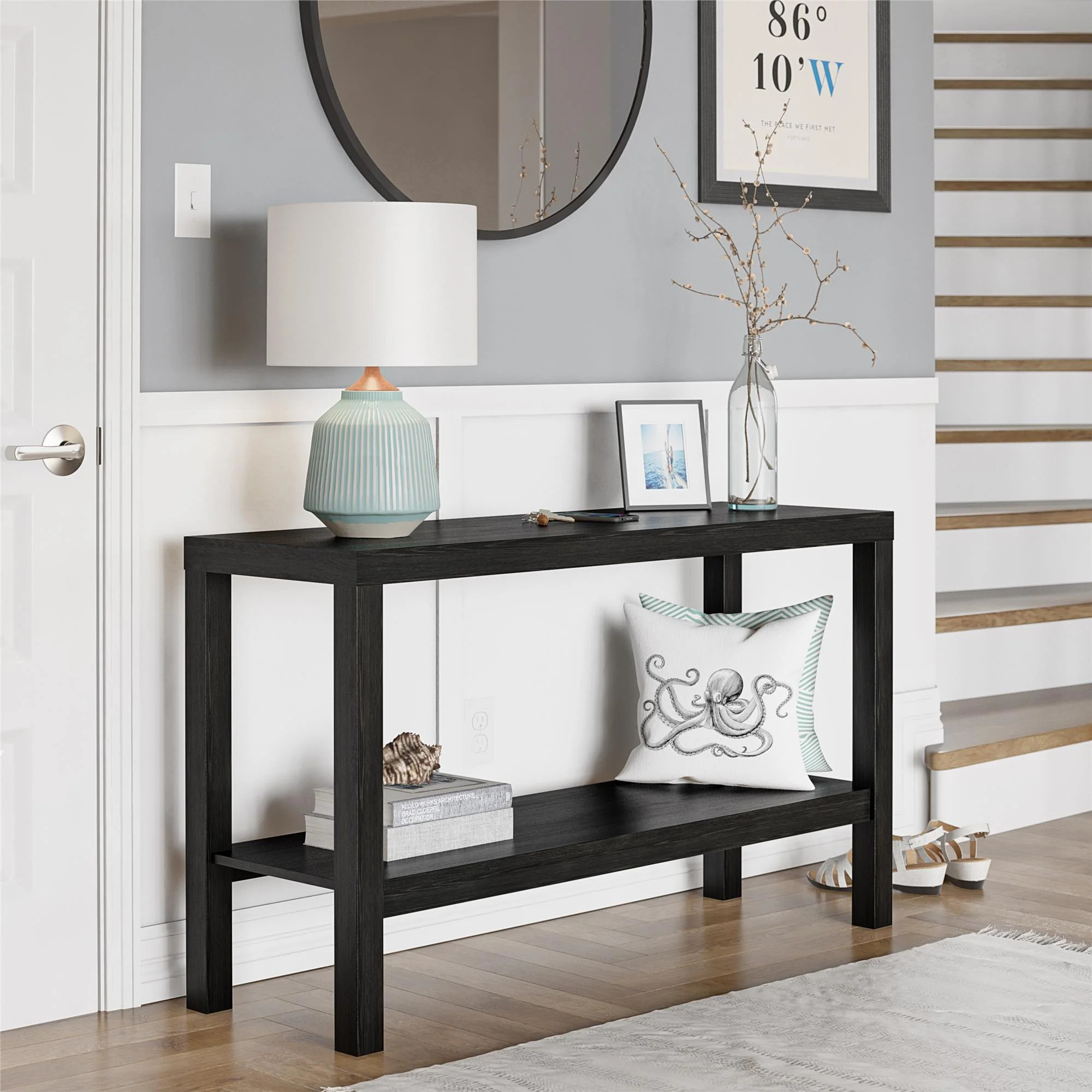 Mainstays Parsons Console Table, Black Oak | Walmart (US)