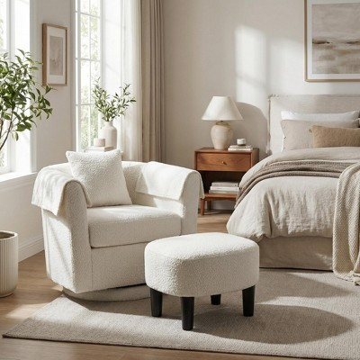 FurnitureR Swivel Accent Chair with Ottoman Set, Upholstered Lounge Chair and Footrest, Modern Cozy Armchair for Living Room, Bedroom, Reading Corner | Target
