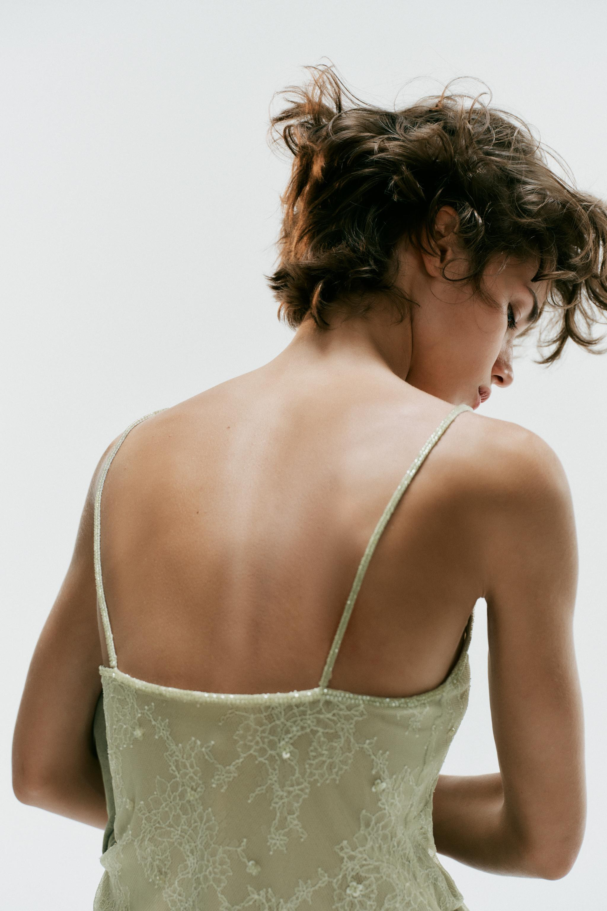 BEADED LACE CAMISOLE TOP | Zara US