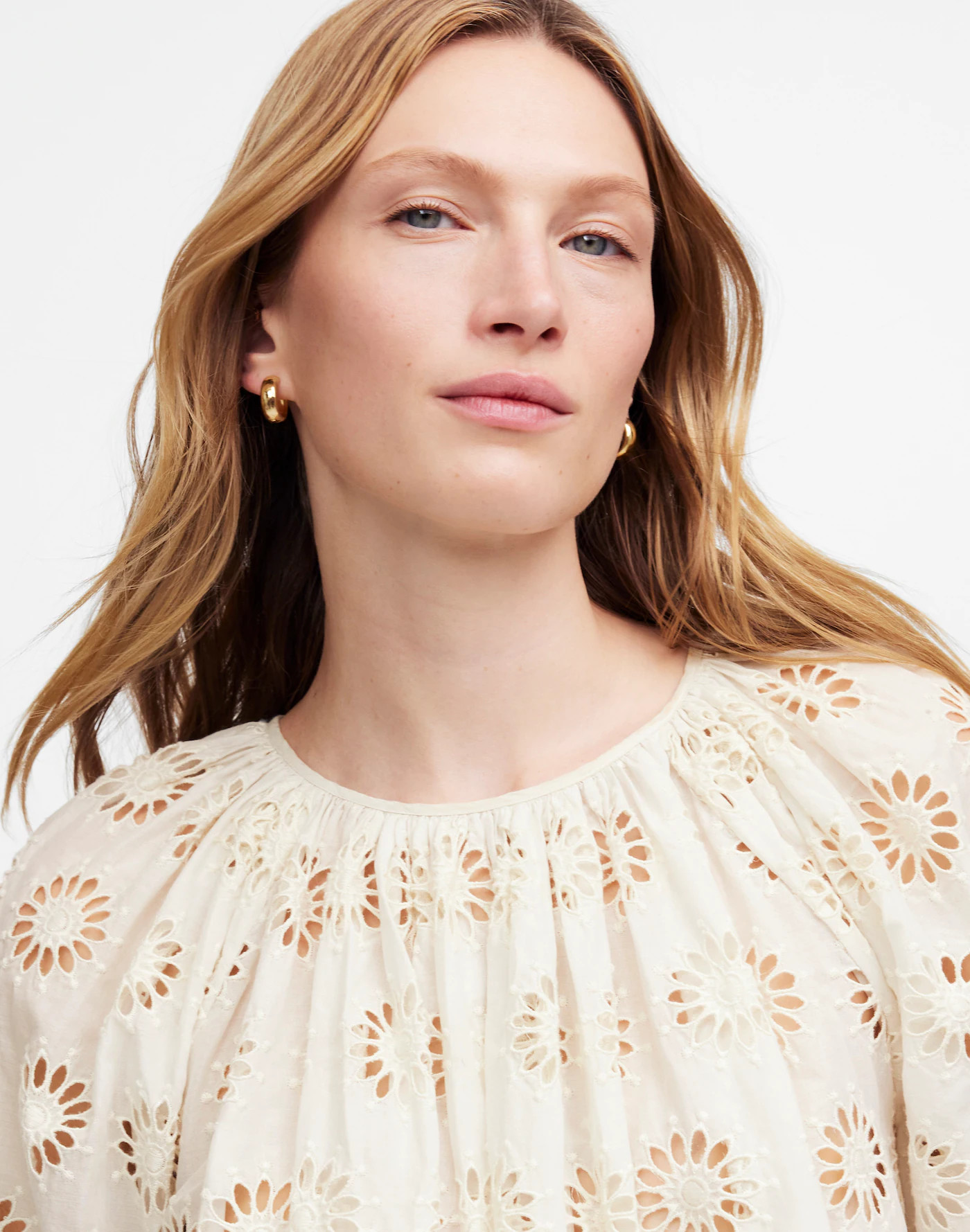 Embroidered Shirred Puff-Sleeve Top | Madewell
