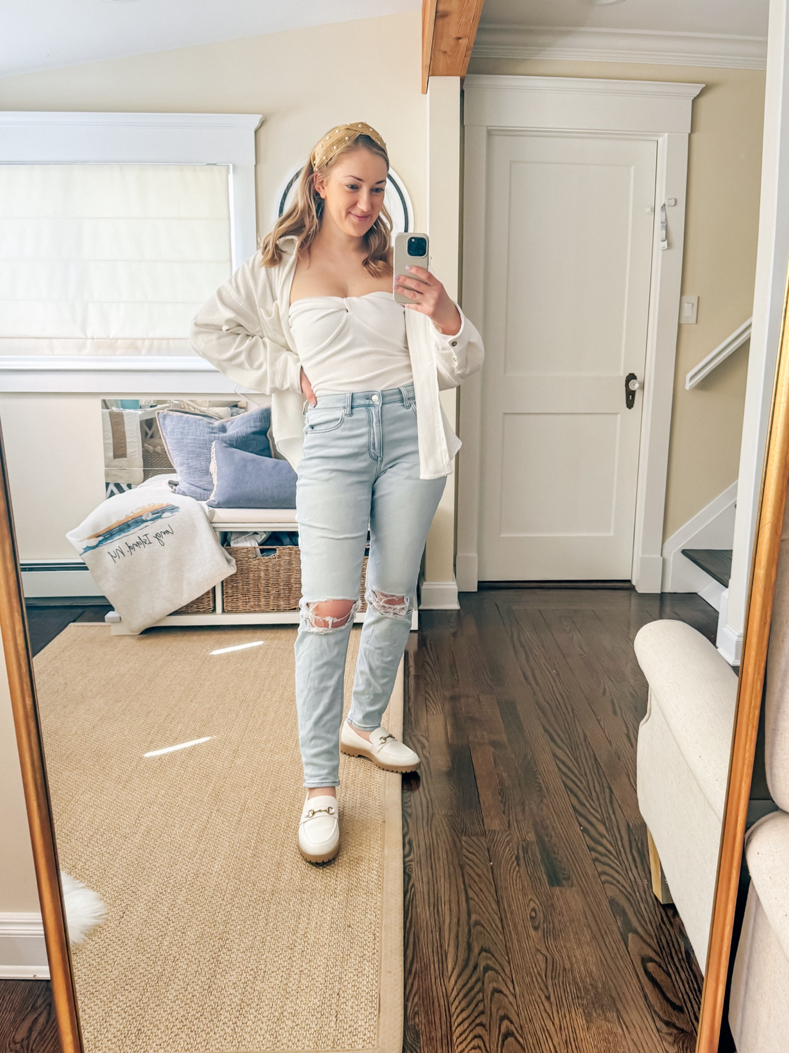 If you’re looking to pair this strapless top from Abercrombie with some spring items until summer outfits are here, pair it with a great pair of jeans! I love this top paired with this white button up and a pair of ripped light wash denim jeans for spring. Don’t forget a cute pearl headband like this one from target to complete this spring outfit. 

Target shoes, target finds, Abercrombie finds, white button shirt, summer outfit

#LTKSeasonal #LTKFindsUnder100 #LTKFindsUnder50