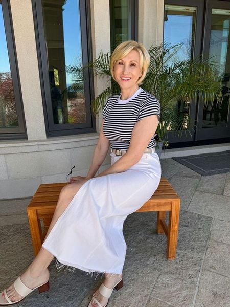 There’s nothing more classic than a striped tee. It’s a classic nautical look that compliments everything! 
I love this one from @madewell It’s been given a modern twist with its ribbed texture and cropped style which easily tucks into this gorgeous white denim skirt. 
It’s the perfect casual, coastal look.


#LTKOver40 #LTKSeasonal