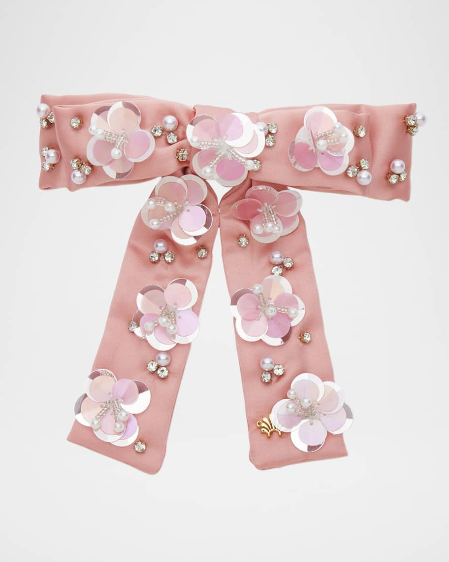 Lele Sadoughi Antoinette Paillette Floral Bow | Neiman Marcus