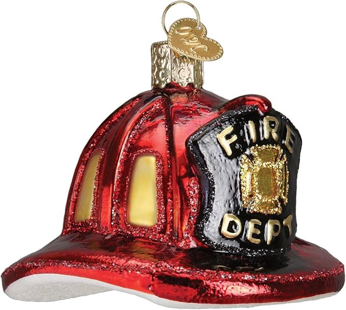 Old World Christmas Ornaments: Fireman's Helmet Glass Blown Ornaments for Christmas Tree (32225) | Amazon (US)