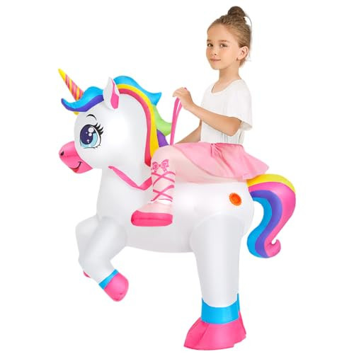 KOOY Inflatable Unicorn Costume Kid, Ride on Unicorn Costume Blow up for Child Size Halloween Costumes for Kids Party Girls | Amazon (US)