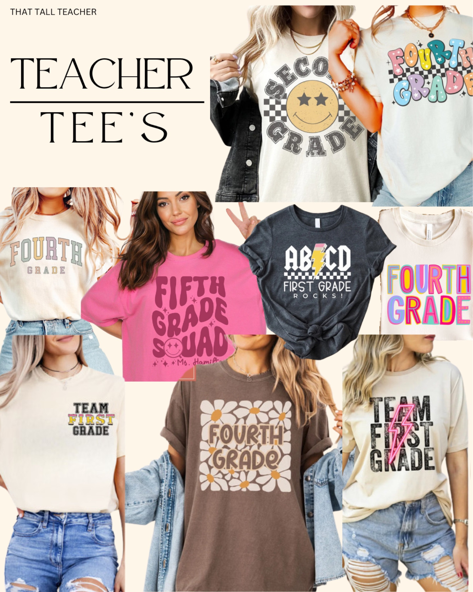 Teacher Outfit - grade level tees. 👩🏻‍🏫 Rep your grade or show off on the first day with your team with these adorable grade level tees  

#LTKSeasonal #LTKBacktoSchool #LTKFindsUnder50