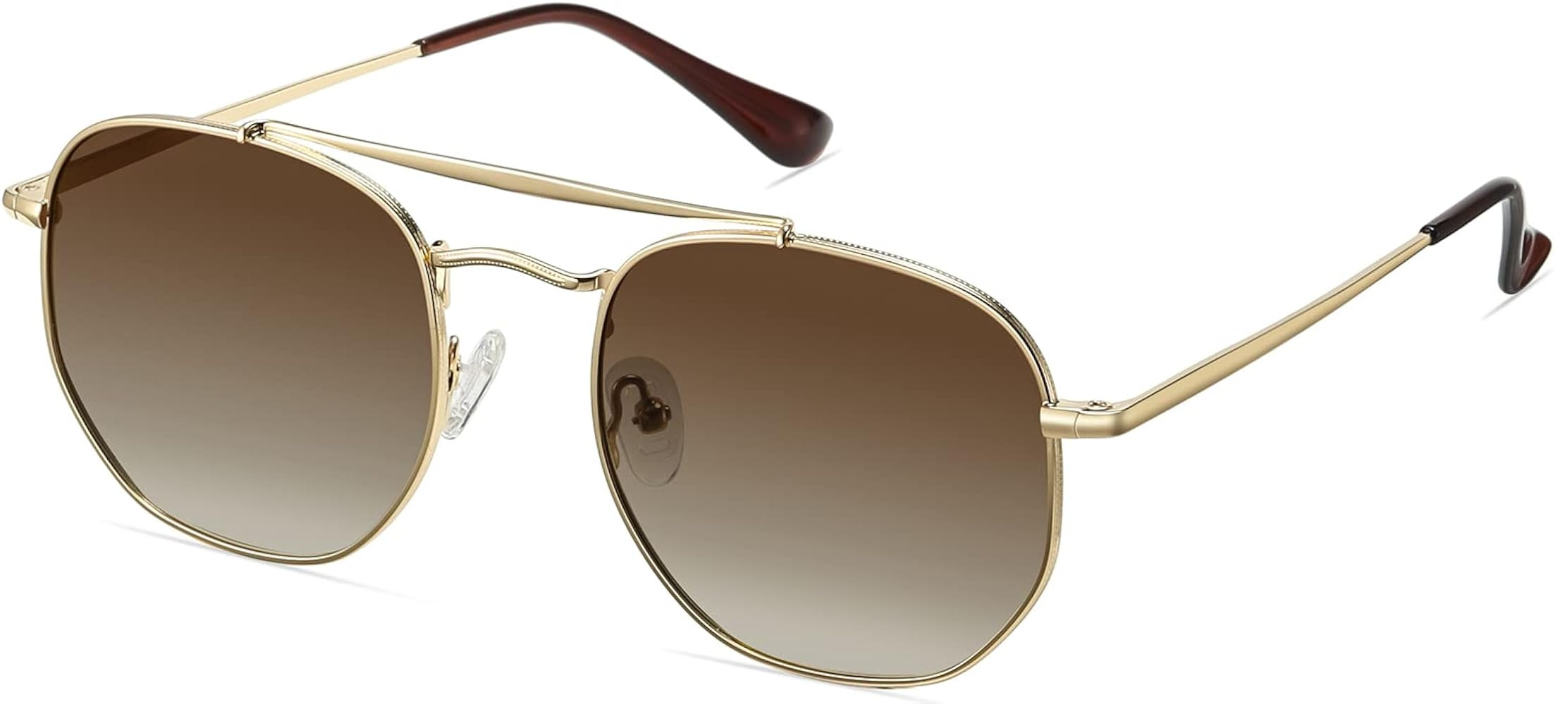 Fozono Hexagon Polarized Sunglasses for Women Men Double Bridge Polygon Retro Sunglasses | Amazon (CA)