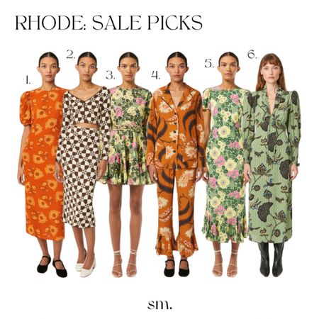 Rhode: sale picks 


[Rhode dress, Wanda dress, high scoop neckline, puffed sleeves, nipped-in waist, maxi dress, pajama set, Polly dress, fitted bodice, empire waist, retro dress, stripped dress, braided belt dress, cap sleeve, flared hem, quilt pattern, banded waist, high waisted skirt, matching set] 

#LTKparties #LTKsalealert #LTKSeasonal