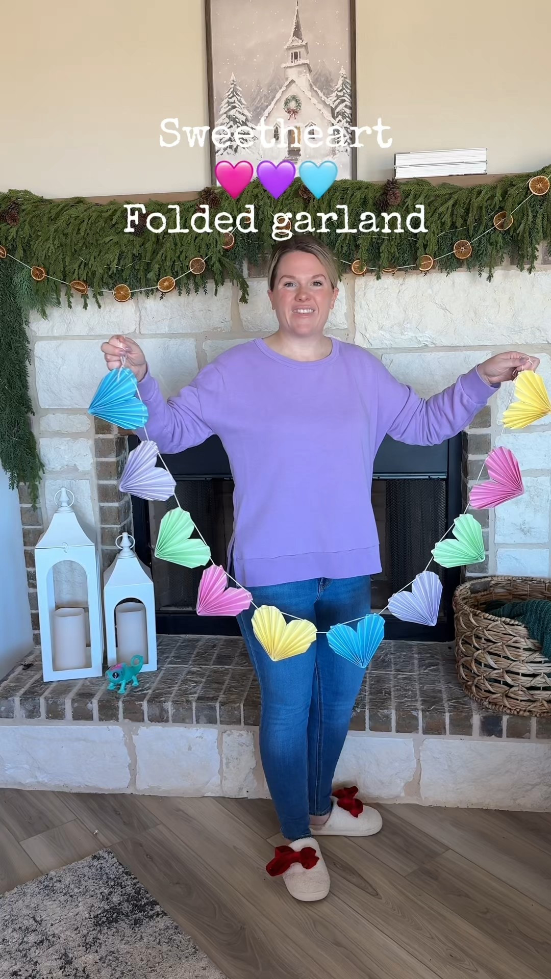Sweetheart garland 🩷🩵💜 
#valentines #valentinesgift #diy #garland #heart #hearts #valentinesday #target #hobbylobby

#LTKSeasonal #LTKKids #LTKHome