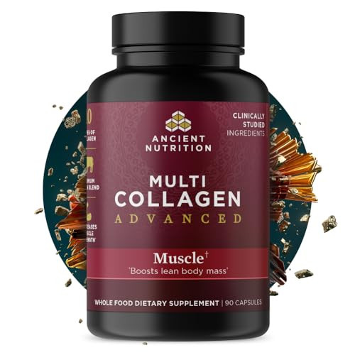 Ancient Nutrition Advanced Collagen Protein Muscle with Probiotics, Hydrolyzed Collagen Peptides Supports Healthy Body Composition* and Muscle Building*, 90 Count | Amazon (US)