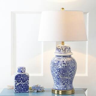 Ellis 29.5 in. H Ceramic Table Lamp, Blue/White | The Home Depot