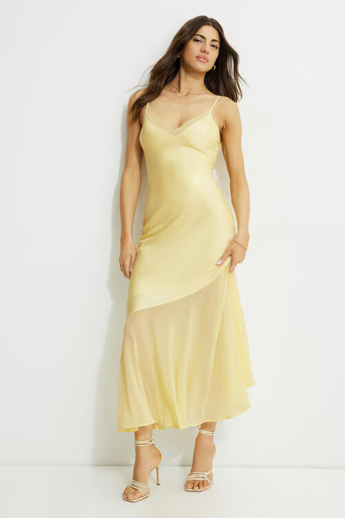 Asymmetric Satin Maxi Dress | Dynamite Clothing