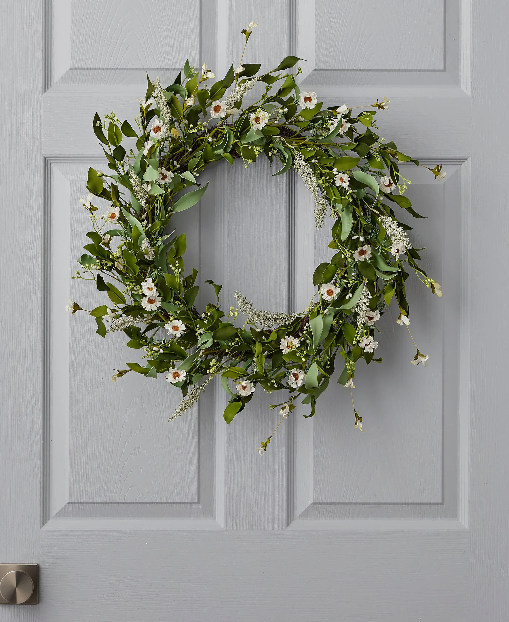 26" Faux Wild Daisy Front Door Summer Wreath - Eloise | Wayfair North America