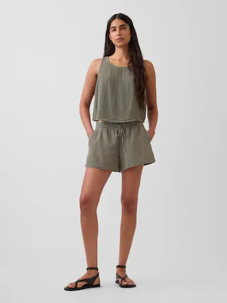 4" Mid Rise Cotton Gauze Easy Shorts | Gap (US)
