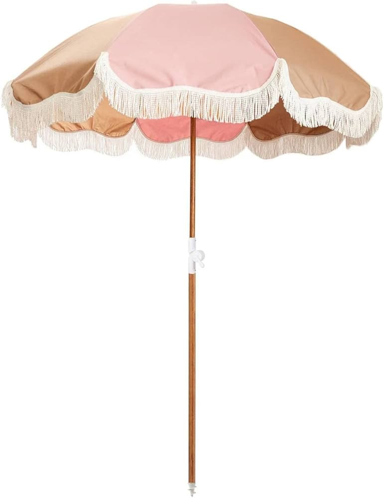 Business & Pleasure Co. Holiday Umbrella - Boho Beach Umbrella with Fringe - UPF 50+ Blocks 98% U... | Amazon (US)