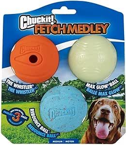 Chuckit! Fetch Medley Dog Ball Dog Toys, Medium (2.5 Inch) Pack of 3, for Medium Breeds, Includes... | Amazon (US)