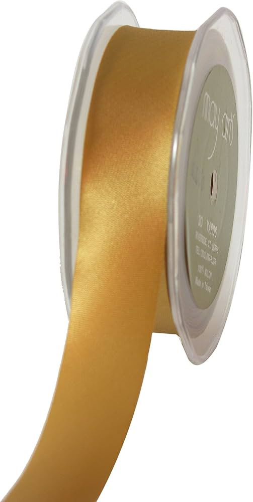 May Arts 1-Inch Wide Ribbon, Gold Satin | Amazon (US)