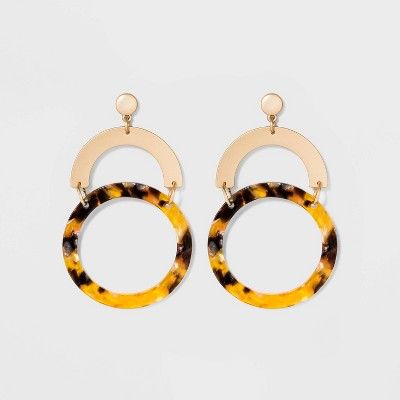 U and Acetate Ring Earrings - A New Day™ Gold | Target