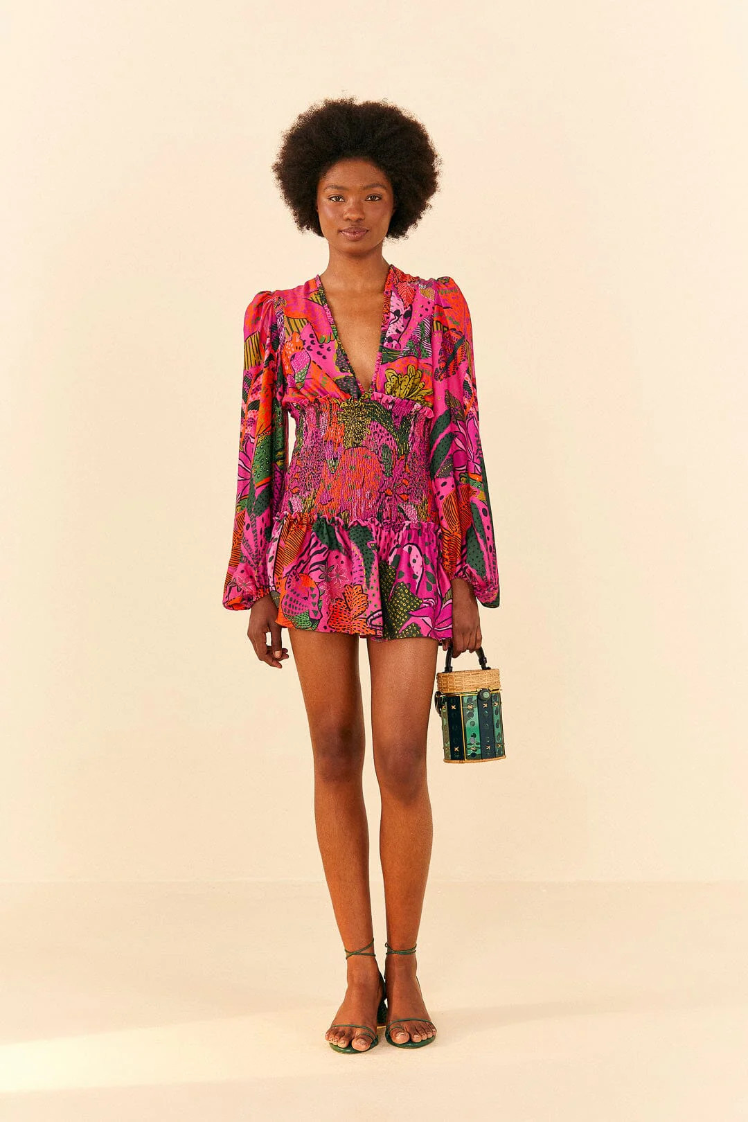 pink cool leopards lenzing™ ecovero™ viscose mini dress | FarmRio (US)