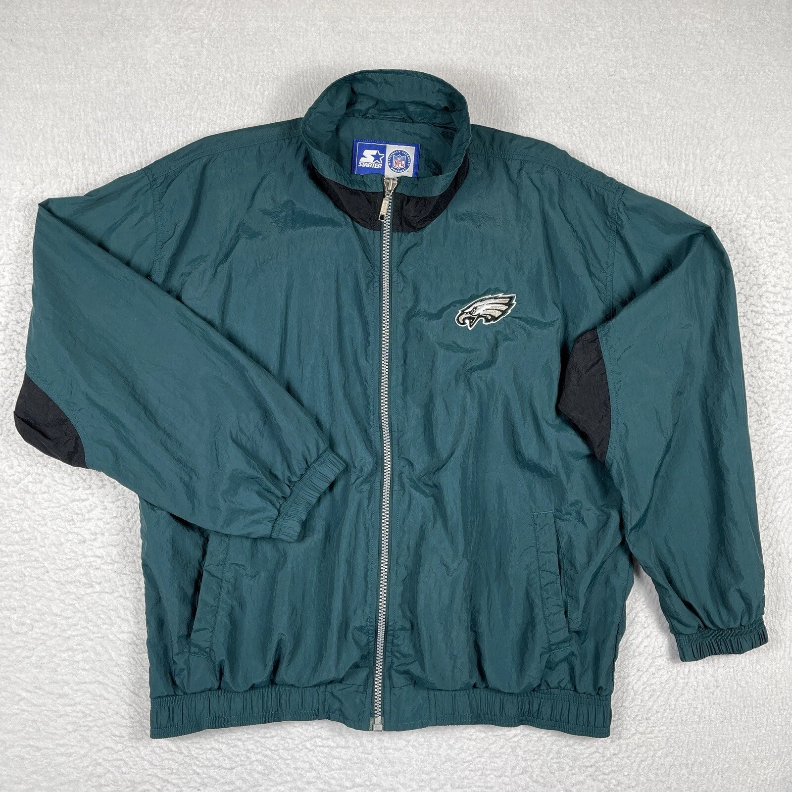 Philadelphia Eagles Jacket Mens XL Green Full Zip Starter Windbreaker Vintage | eBay US