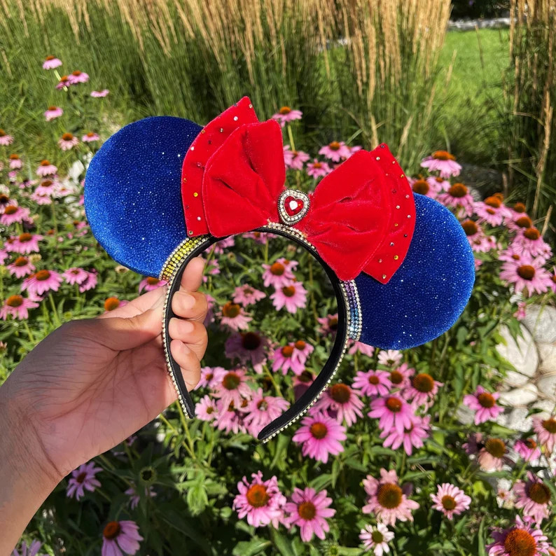 Snow White Rhinestone Minnie Ears, Princess Minnie Ears, Mouse Ears Headband, Snow White Mickey E... | Etsy (US)