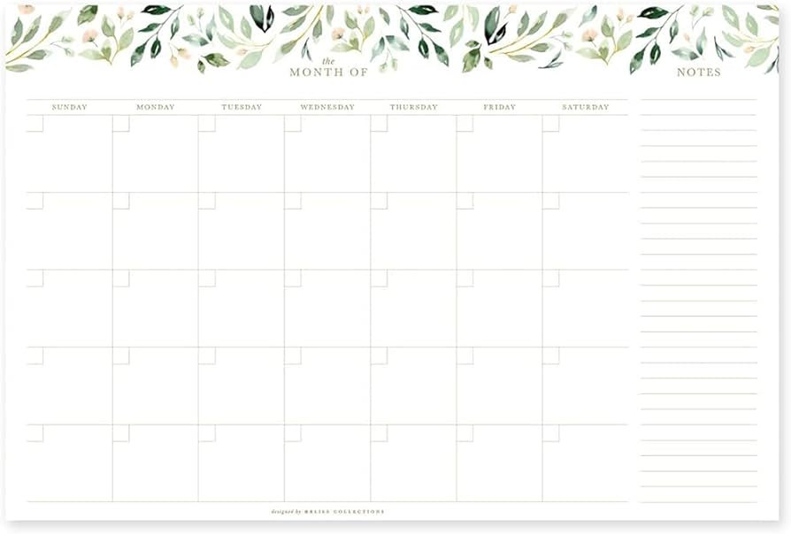 Bliss Collections Monthly Planner, Greenery Watercolor, Undated Desk Calendar and Planner for Org... | Amazon (US)